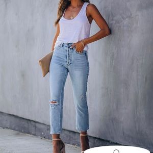 Kason Distressed High Rise Denim